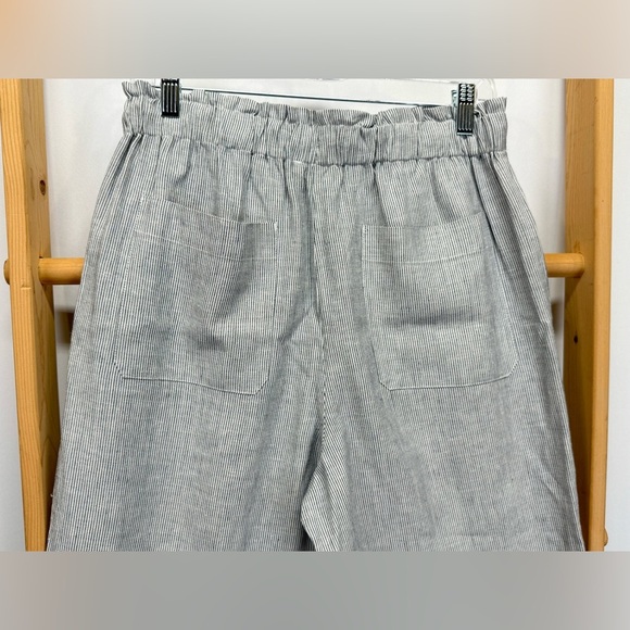 TYLER BOE Blue and white micro stripe Linen blend elastic waist pants size M - Picture 6 of 13